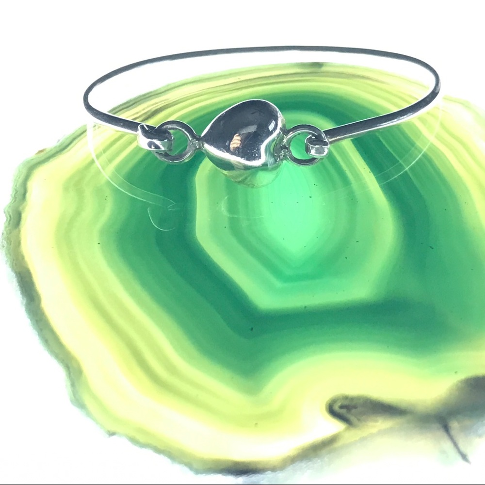 Taxco Sterling Silver Heart Bangle Bracelet